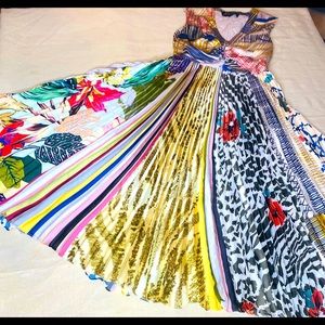 Antropologie Jacinta Pleated Dress w/ Colorful Multi Prints